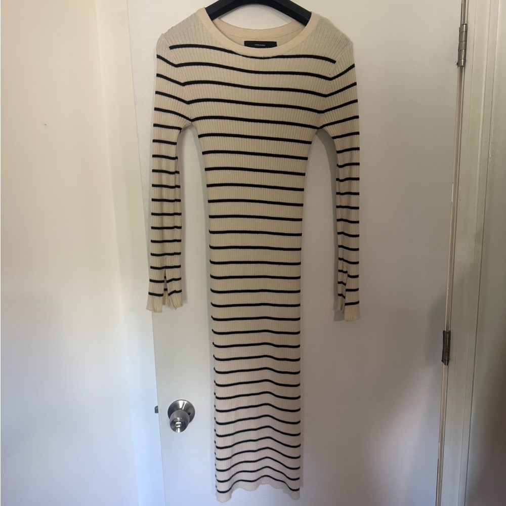 Vero Moda Cream and Black Ribbed Sheath Dress